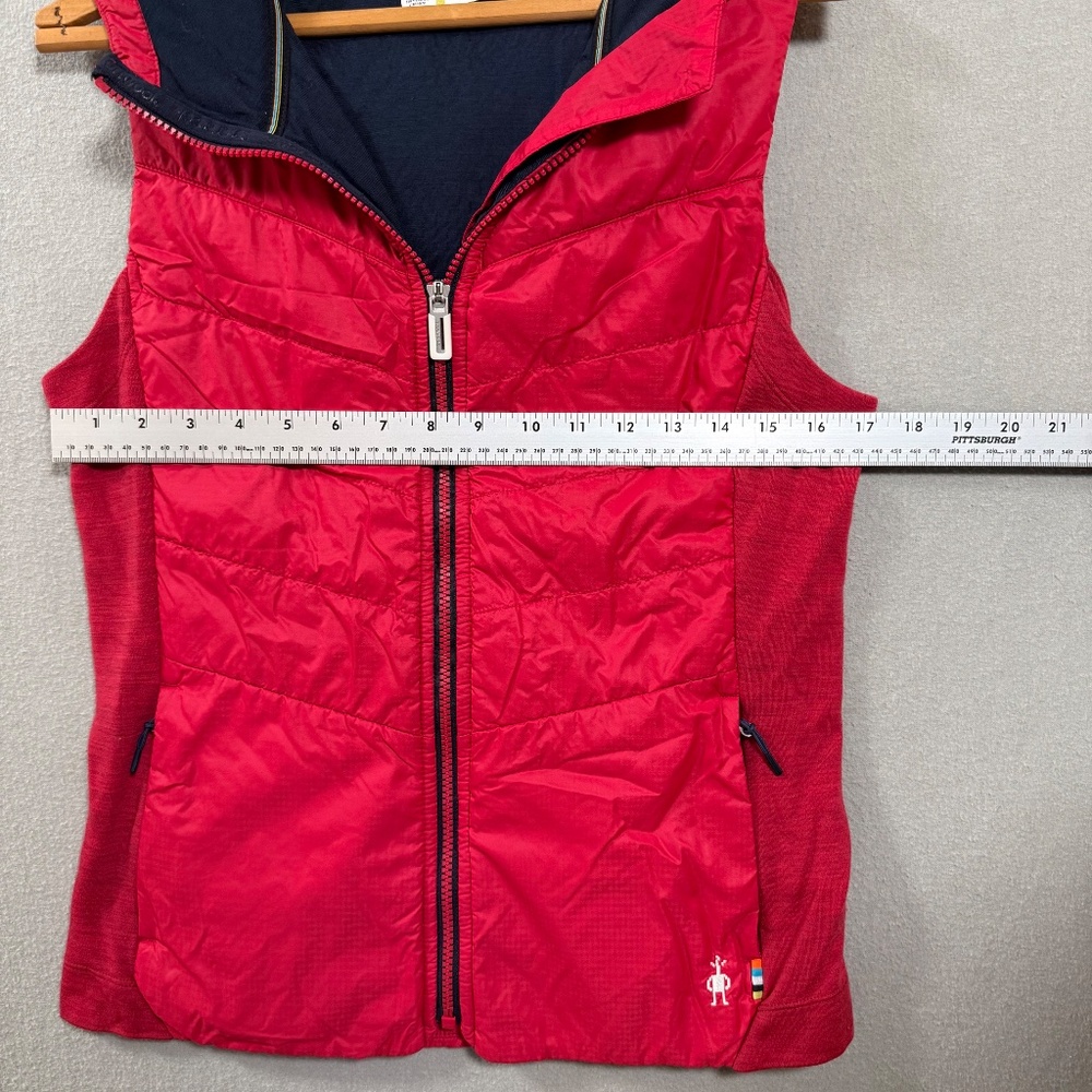 Smartwool Red Hybrid Merino Wool Side Panels Full Zip Puffer Vest Women M - Picture 4 of 13